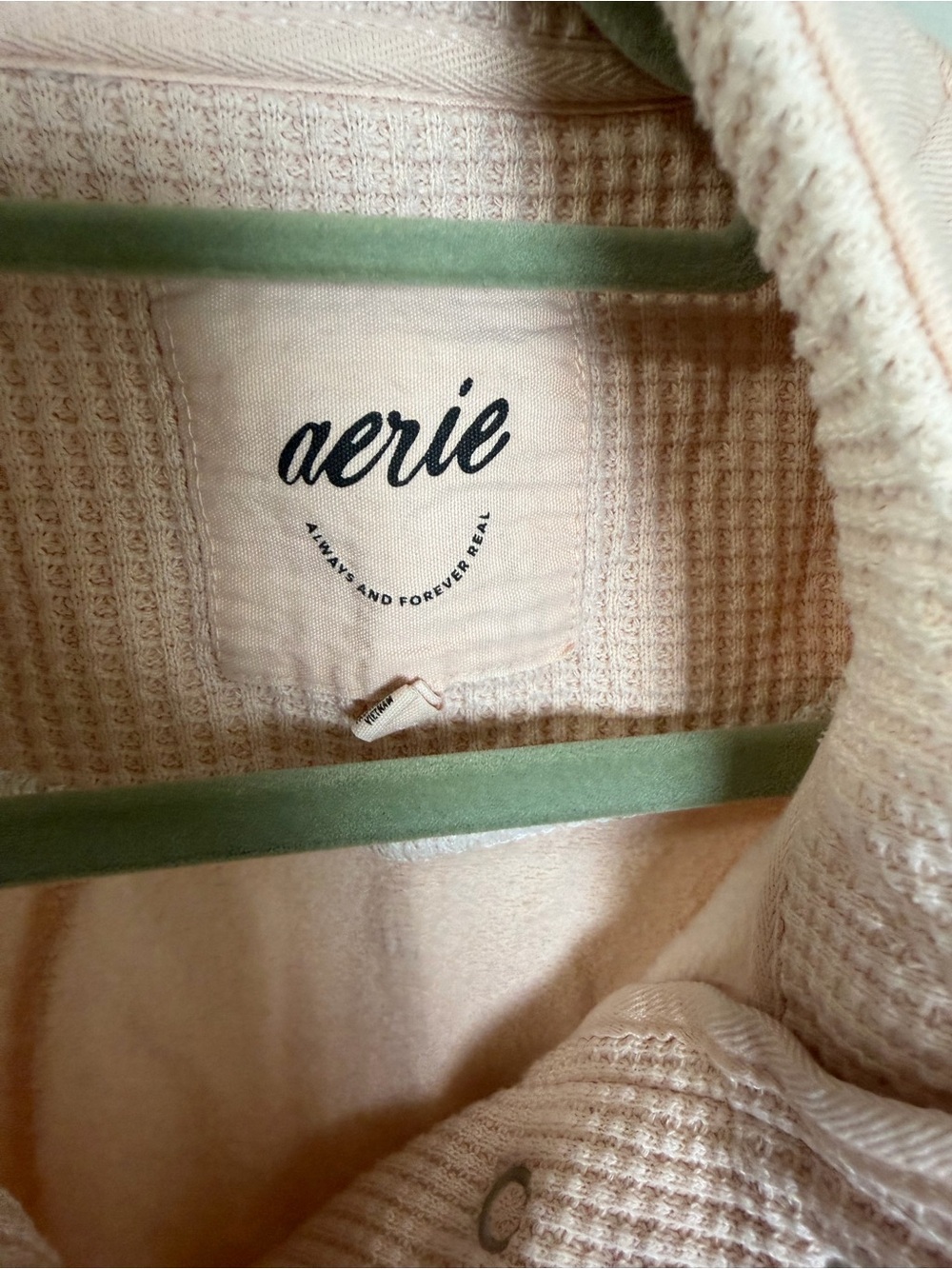 Aerie Soft Blush Pink Waffle Snap Pullover - Picture 2 of 5